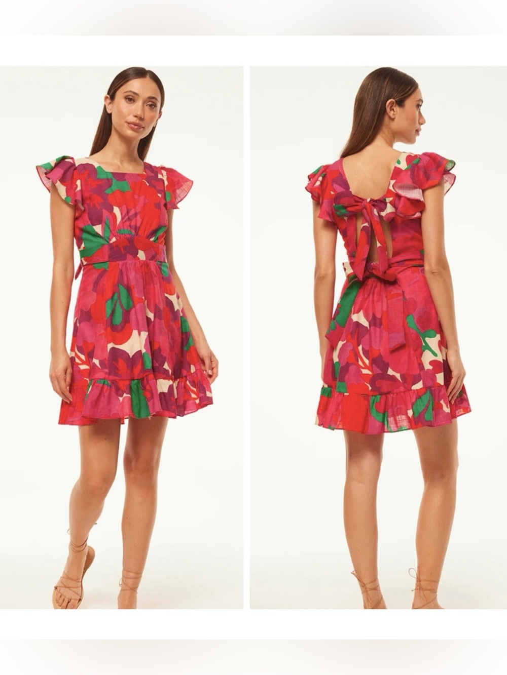 NEW MiSA‎ Los Angeles Large 100% Cotton Belinda Mini Dress In Flora Rosada